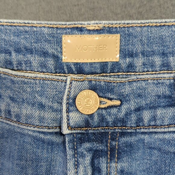 Mother Jeans Women's 31 Blue The Ditcher Zip Crop In Boogie Down Denim - Picture 10 of 15